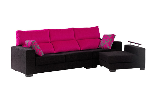 Saber más del chaise longue modelo Alicante en la web Delsofá Sofá con chaise longue color negro y fucsia